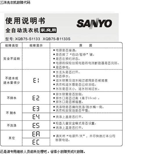 三洋洗衣机e码故障怎么解决